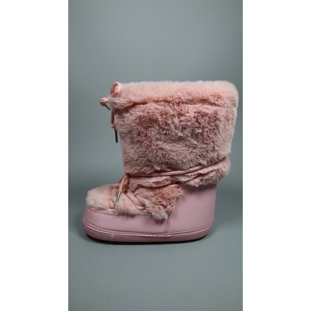 ZHENAIYISHENG Pink Faux Fur Snow Boots Women Mid Calf Winter Platform Size 9 - Picture 6 of 7
